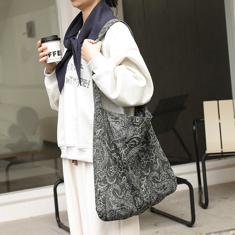 Women's Artistic Canvas Fashion Embroidery Thread Pattern Shoulder Bags