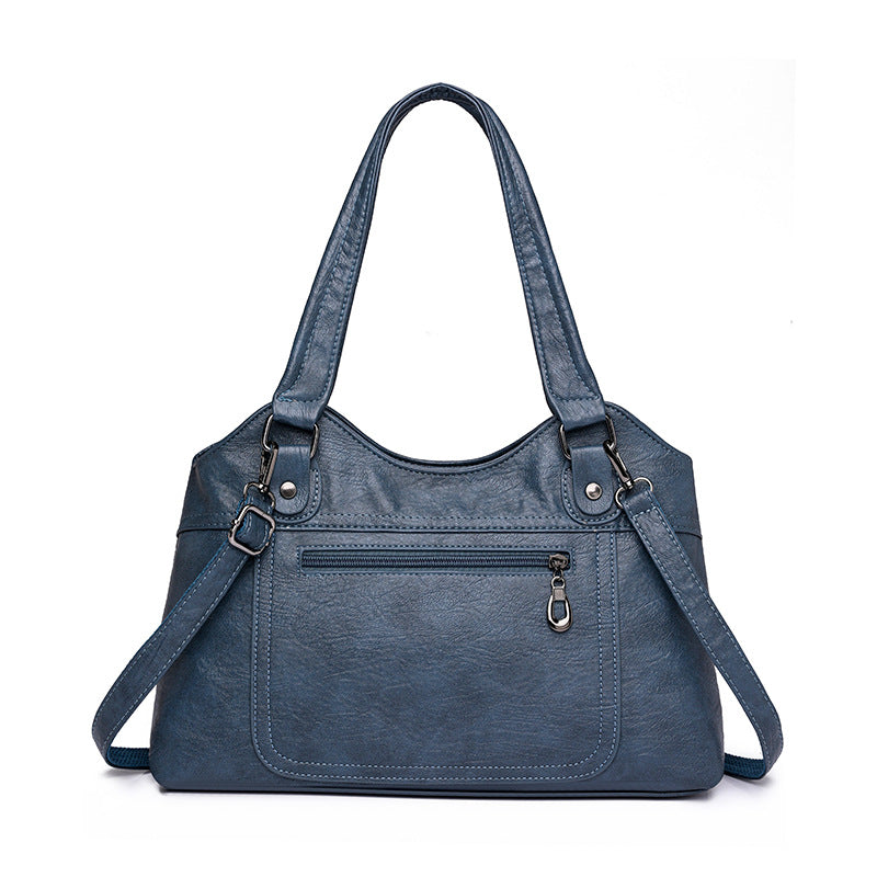 Women's Trendy Soft Leather Simple Large Capacity Totes Shoulder Bags