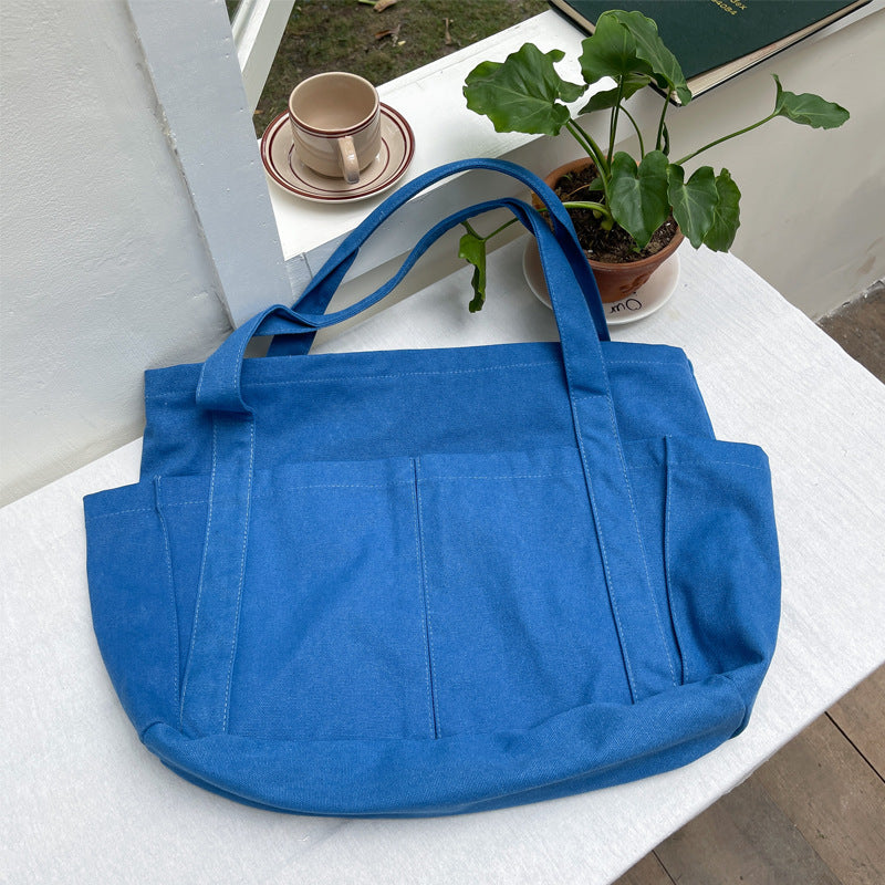 Women's Solid Color Canvas Leisure Commute Shopping Simple Women's Shoulder Bag