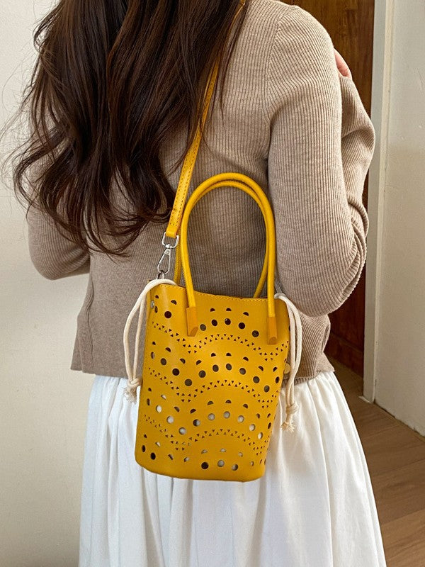 Women's Korean Hollow Fashion Drawstring Vegetable Basket Bags