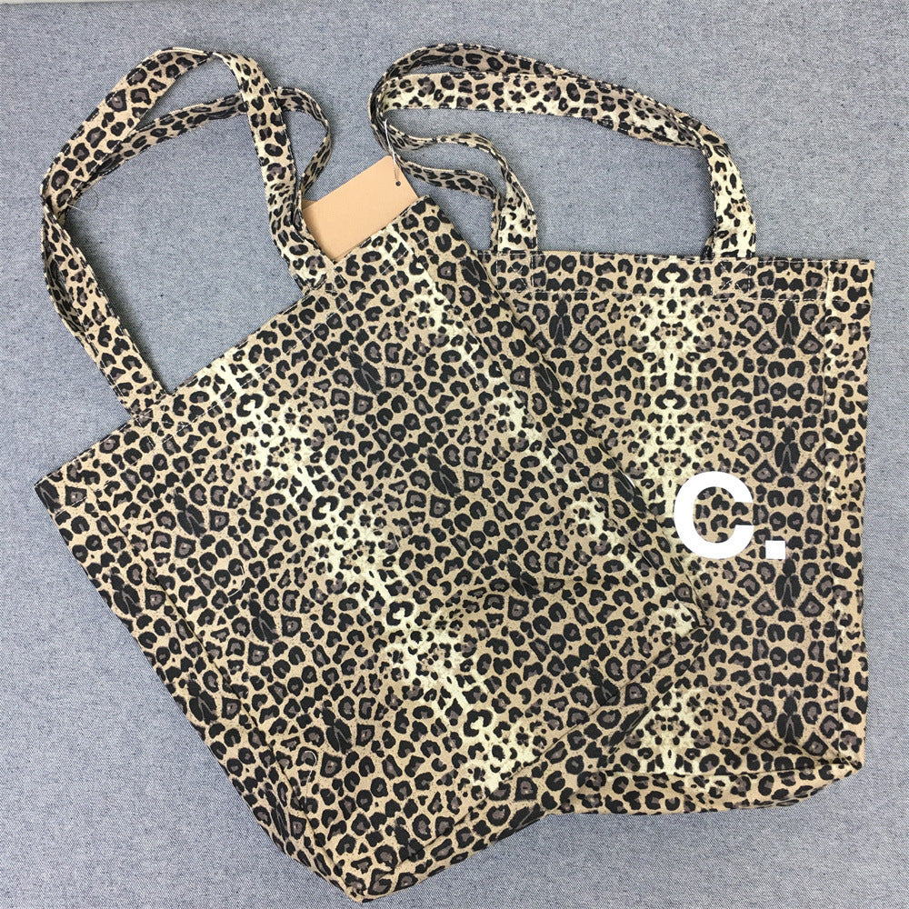 Trendy Leopard Print Vertical Canvas Shopping Women's Handbag