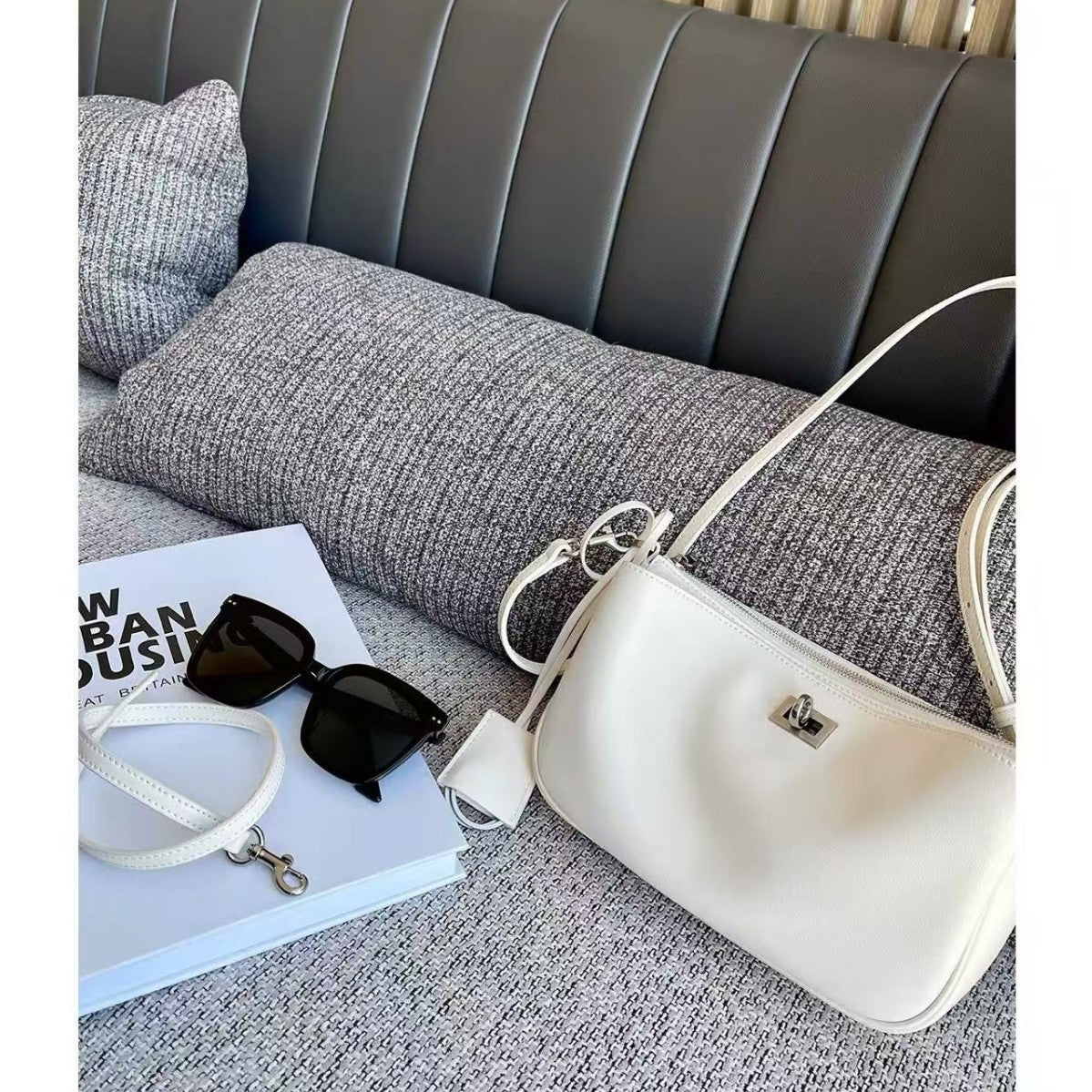 Pretty Callie Baguette High-grade Leather Motorcycle Small Square Bags