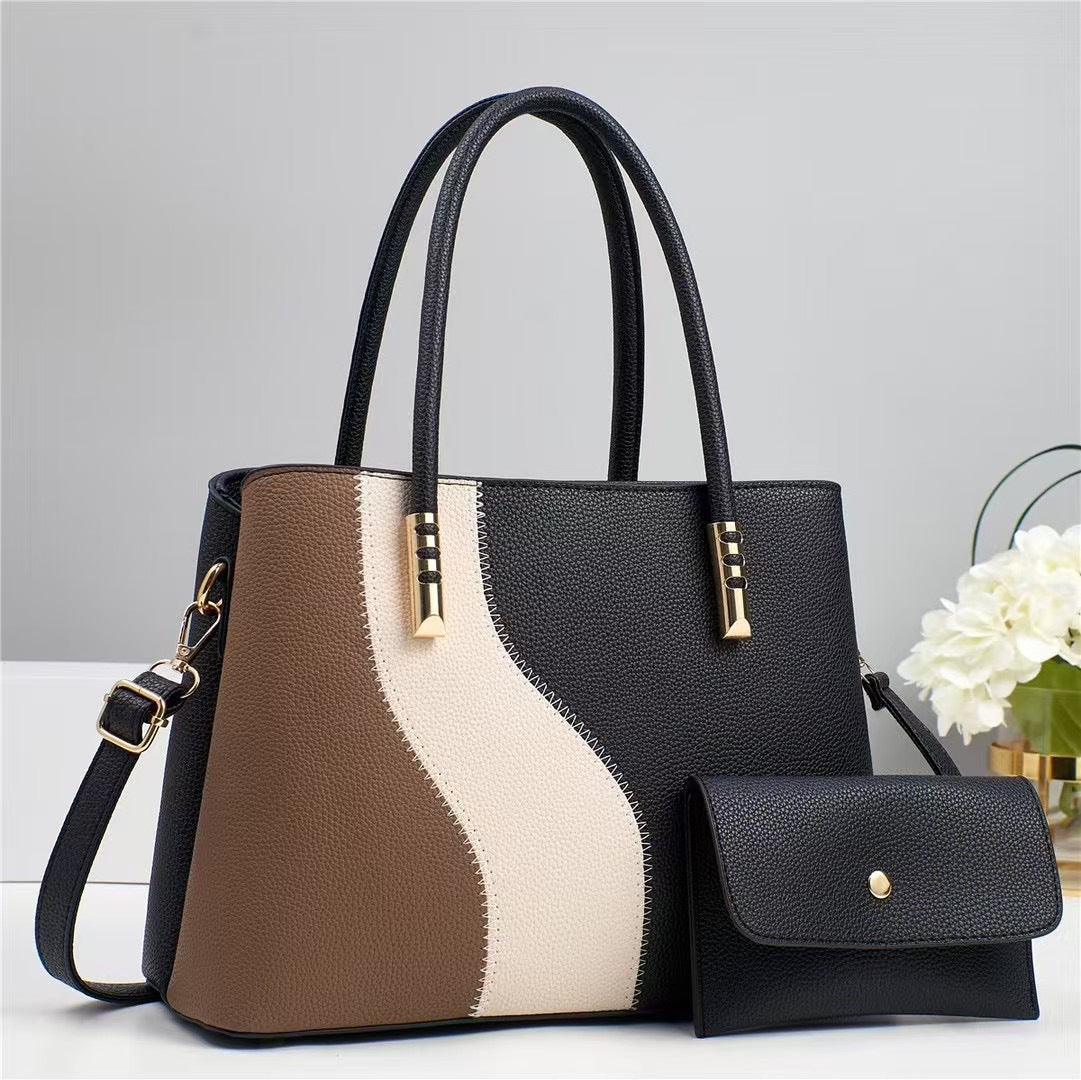 Women's Summer Color Contrast Patchwork Fashion Large Capacity Women's Handbag