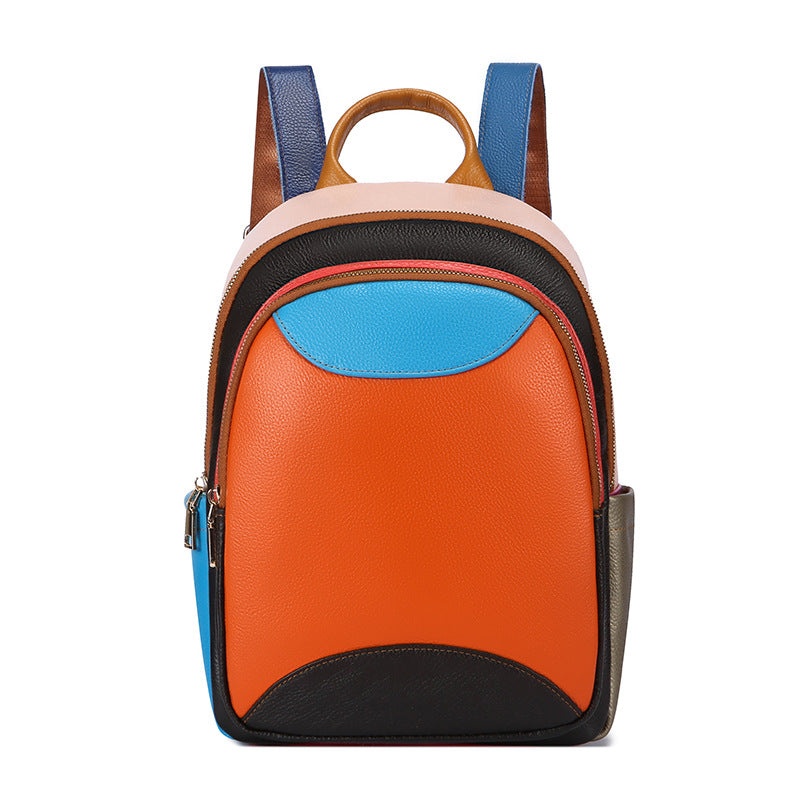 Women's Leather Fashion Trend Multicolor First Layer Cowhide Women's Backpack