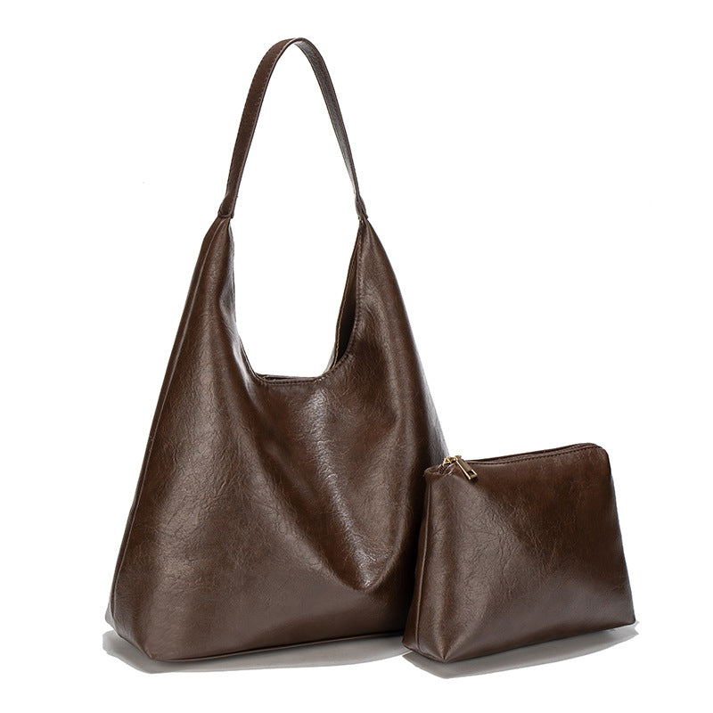 Portable Large Capacity Loose Feeling Female American Retro Underarm Bag