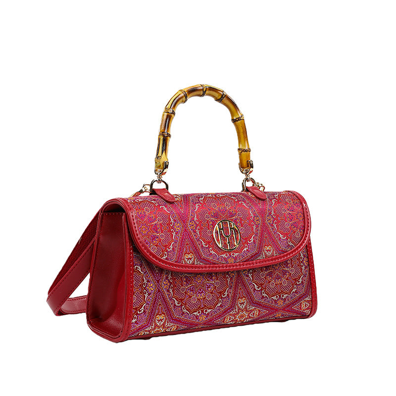 Women's Quality Cheongsam Leather Antique Vintage Boston Dinner Republic Of China Tote Bag