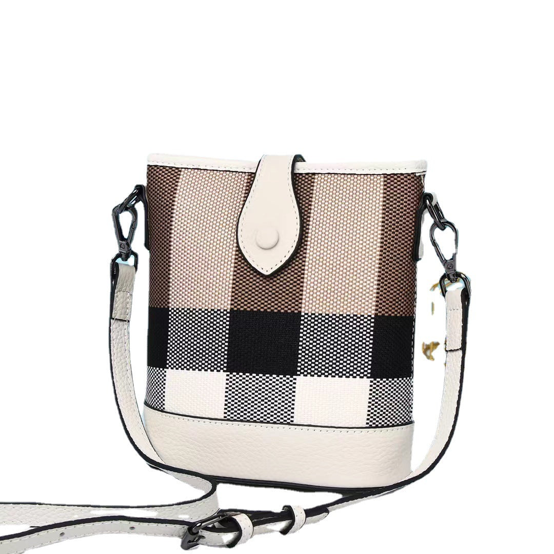 Fashion Hemp Cotton With Leather Mini High-grade Western Mobile Phone Bag