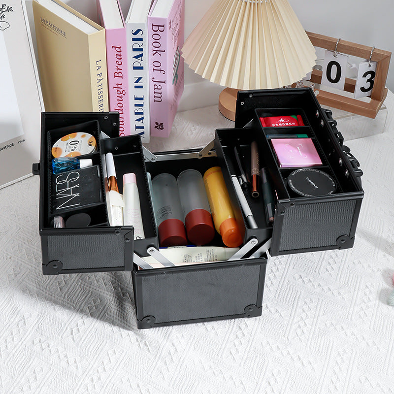 Large Capacity Aluminum Alloy Make Up Specialist Toolbox Tattoo Makeup Cosmetic Case