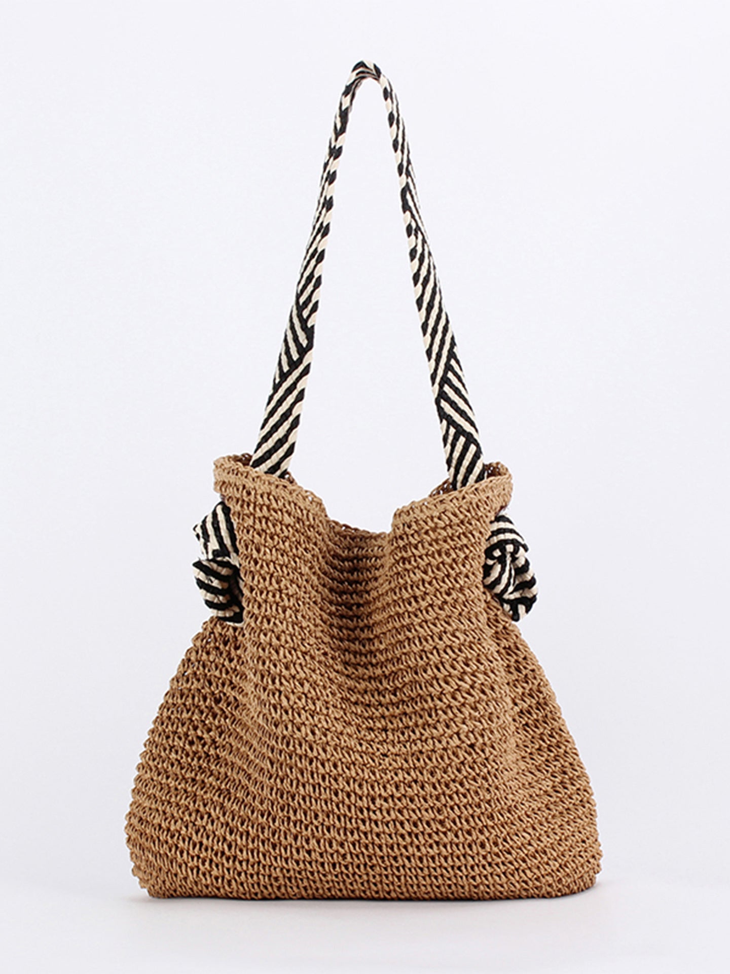 Navy Style Woven Knotted Strap Vacation Women's Shoulder Bag