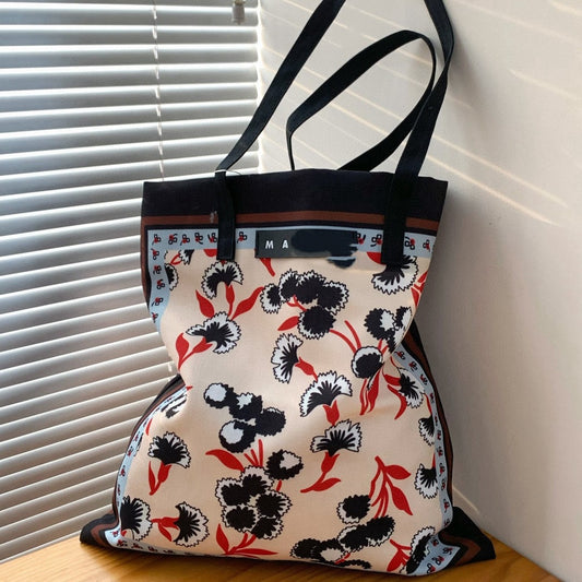 Women's Two-color Flower Model Canvas Leisure Shopping Women's Handbag