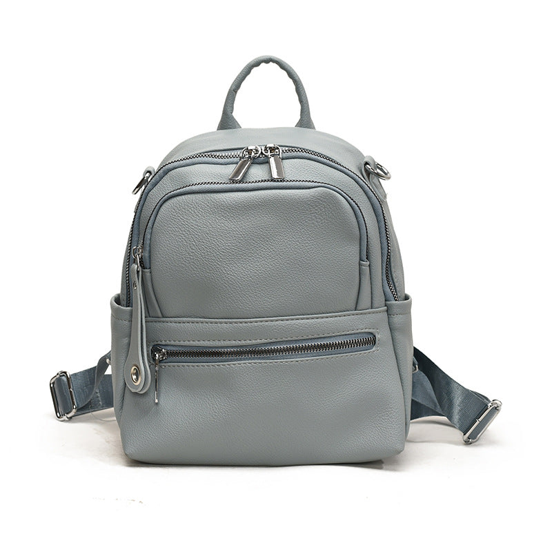 Women's Solid Color Soft Leather High-grade Fashion Trendy Lightweight Women's Backpack