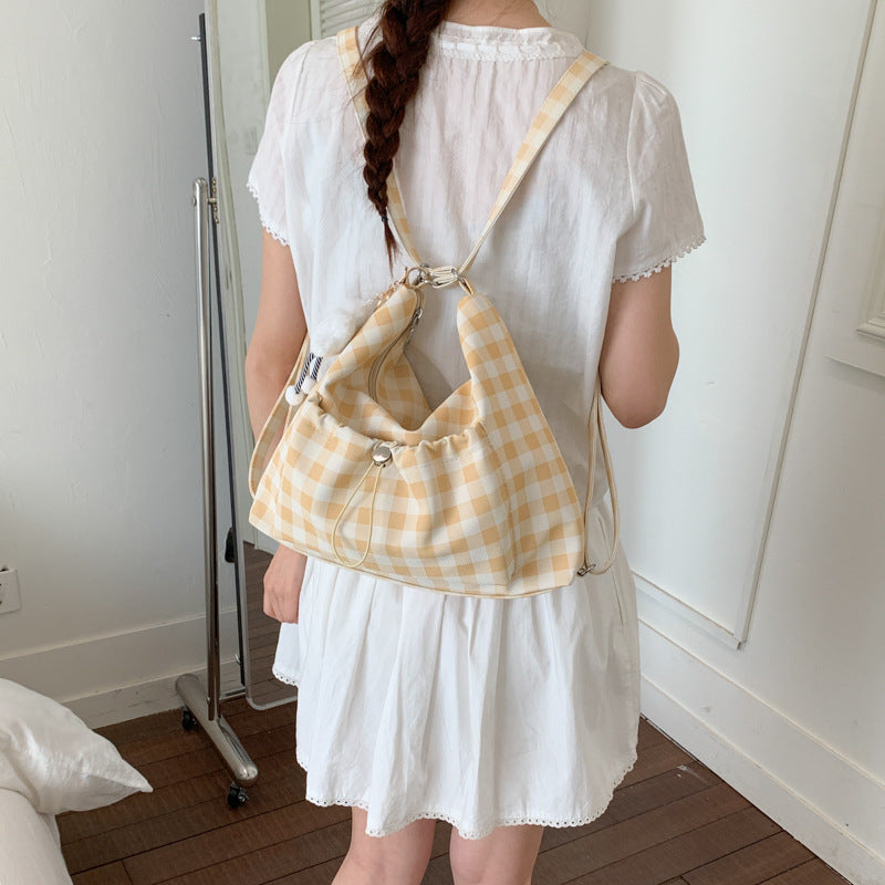 Women's Summer Fresh Plaid Versatile Class Tote Bag