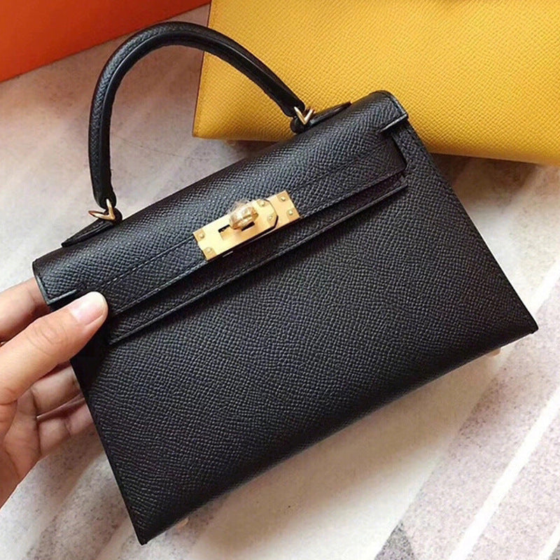 Palm Print Genuine Leather Kelly Second Generation Trendy High Women's Handbag
