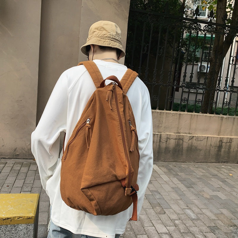 Women's & Men's Large Capacity Fashion Pure Color Washed Leisure Backpack