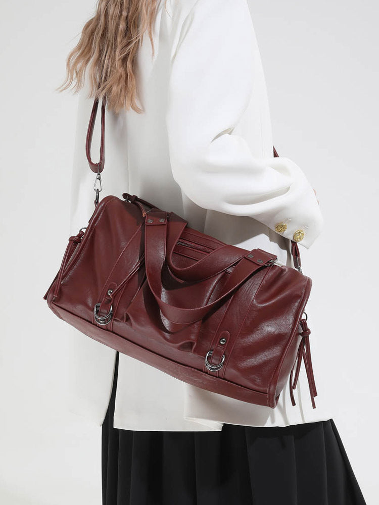 Women's Motor Style Underarm Commuting Soft Leather Solid Tote Bag