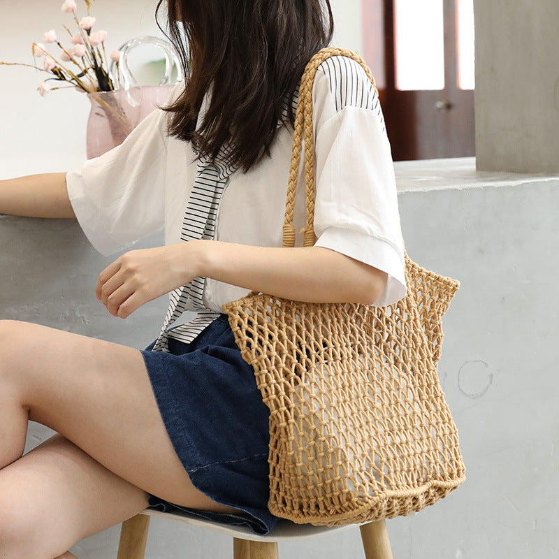 Women's Korean Style Leisure Artistic Fashion Canvas Cotton Bucket Bags