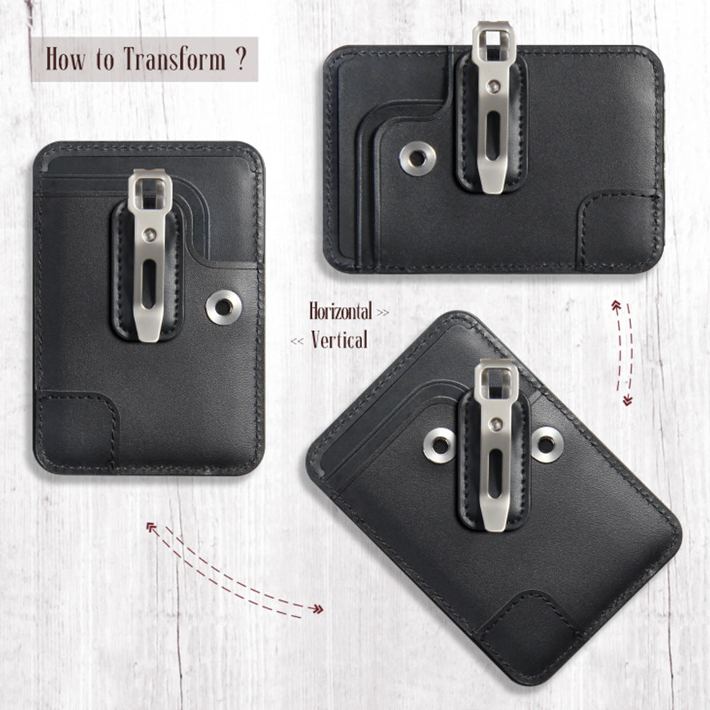 Genuine Leather Crazy Horse Work Bus Access Card Holder