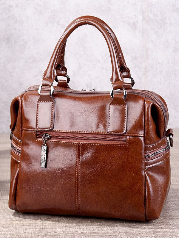 Women's Fashion Retro Portable Oil Waxed Leather Women's Handbag