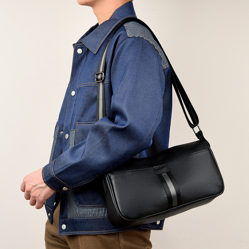 Men's First Layer Cowhide Large Capacity Leisure Shoulder Bags