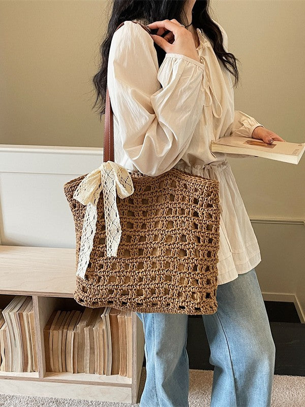 Women's Hollowed Fashionable Summer Seaside Holiday Large Tote Bag