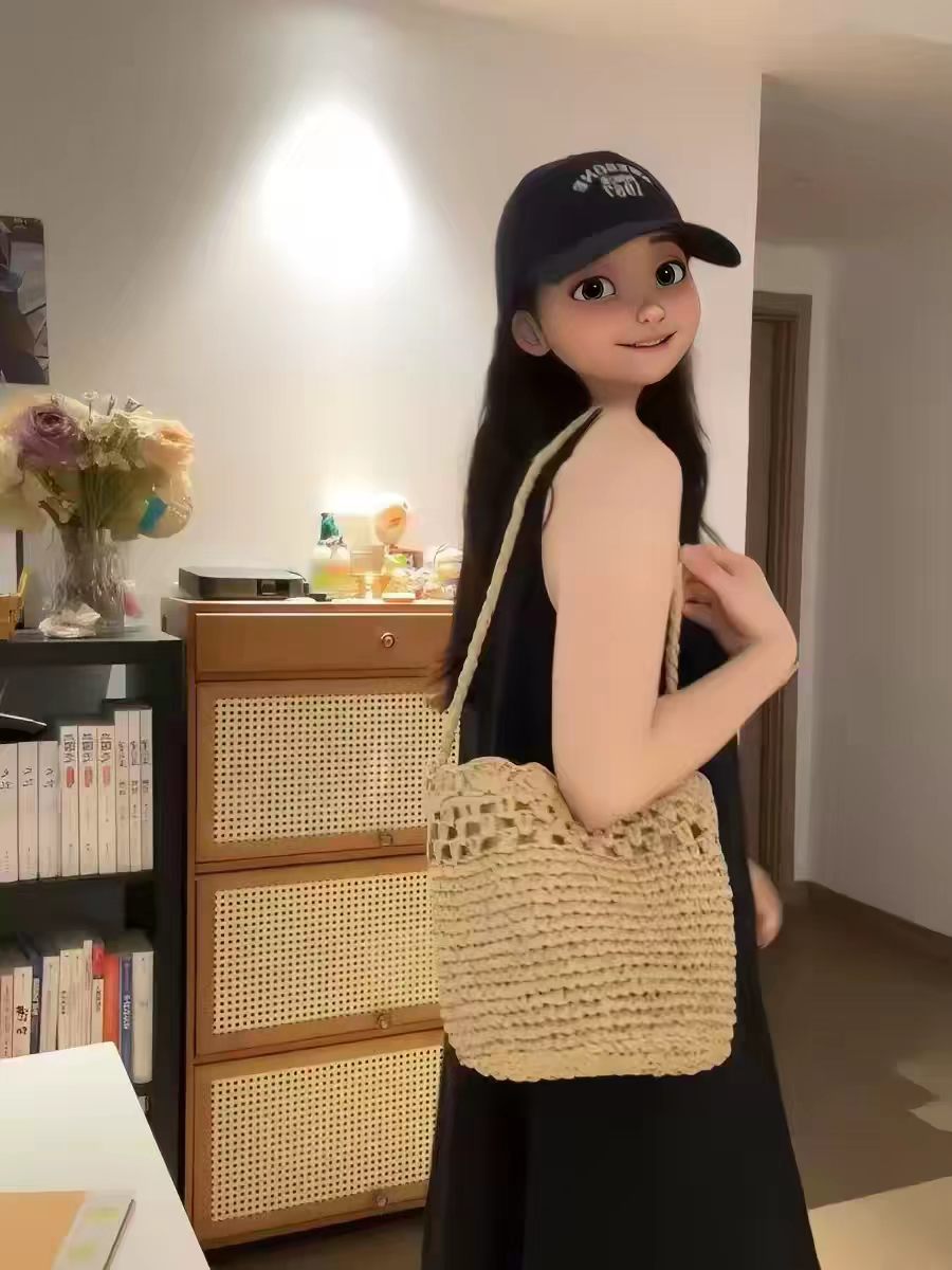 Single Straw Summer Hollow Lace Advanced Women's Shoulder Bag