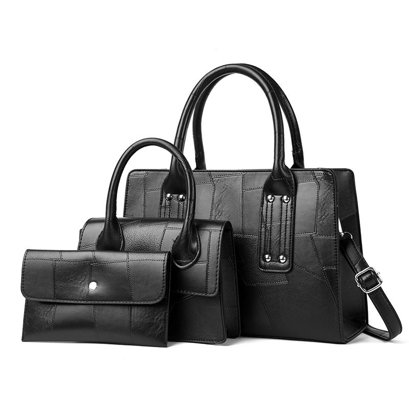 Women's Retro Large Capacity Match Sets Stitching Women's Handbag