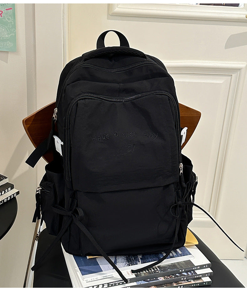 Style Lightweight Solid Color College Commuter Leisure Backpack