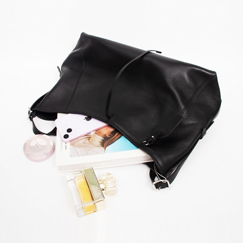 Women's Large Capacity Totes Fashion Temperament Commute Genuine Bags