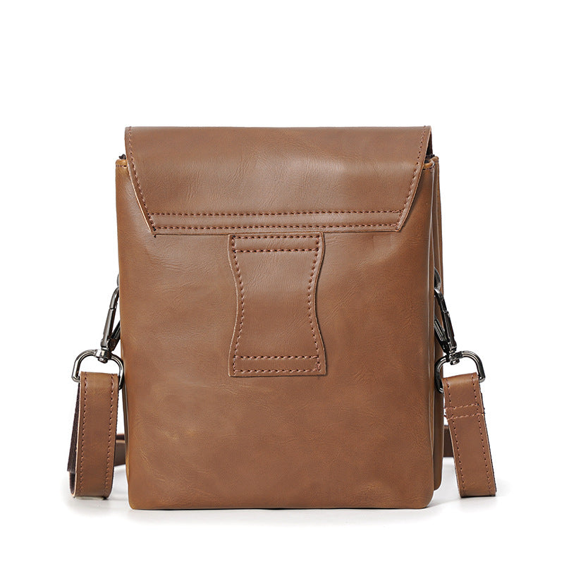 Men's Crazy Horse Leather Korean Fashion Trendy Men's Messenger Bag