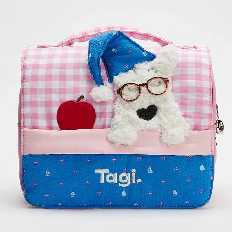 Glasses Puppy Good Night Cute Storage Portable Toiletry Large Capacity Cosmetic Bags