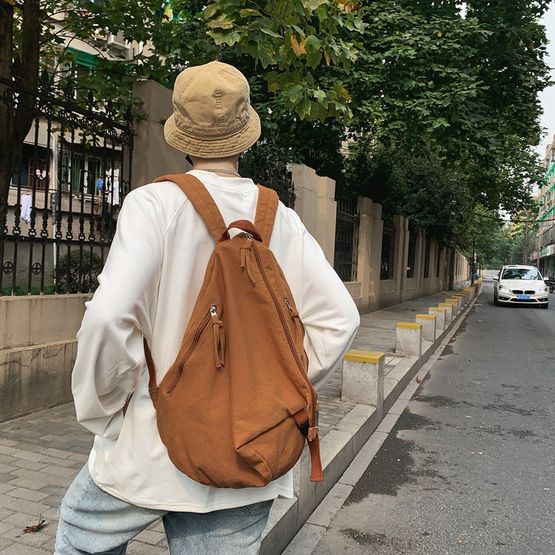 Women's & Men's Large Capacity Fashion Pure Color Washed Leisure Backpack