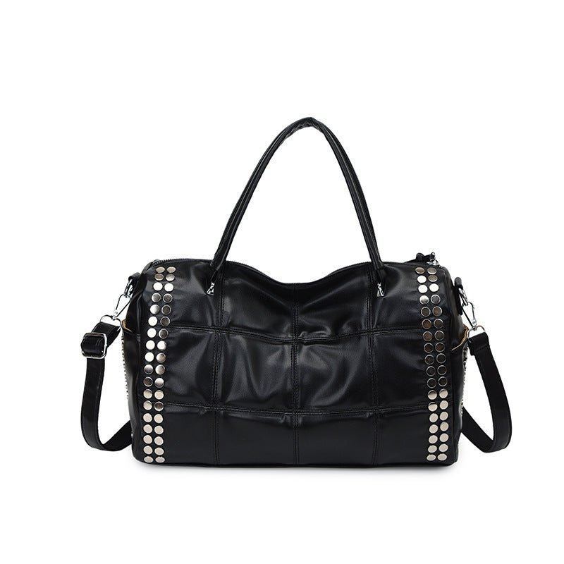 Women's Korean Style Retro Large Capacity Rivet Commuter Personality Tote Bag