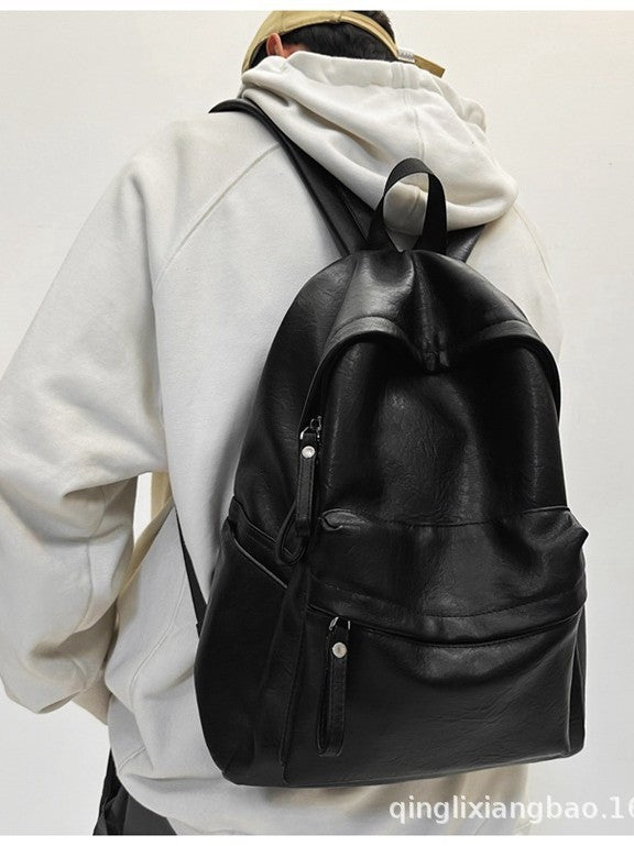 Men's Texture Solid Color Simple Daily Commuter Large Leisure Backpack