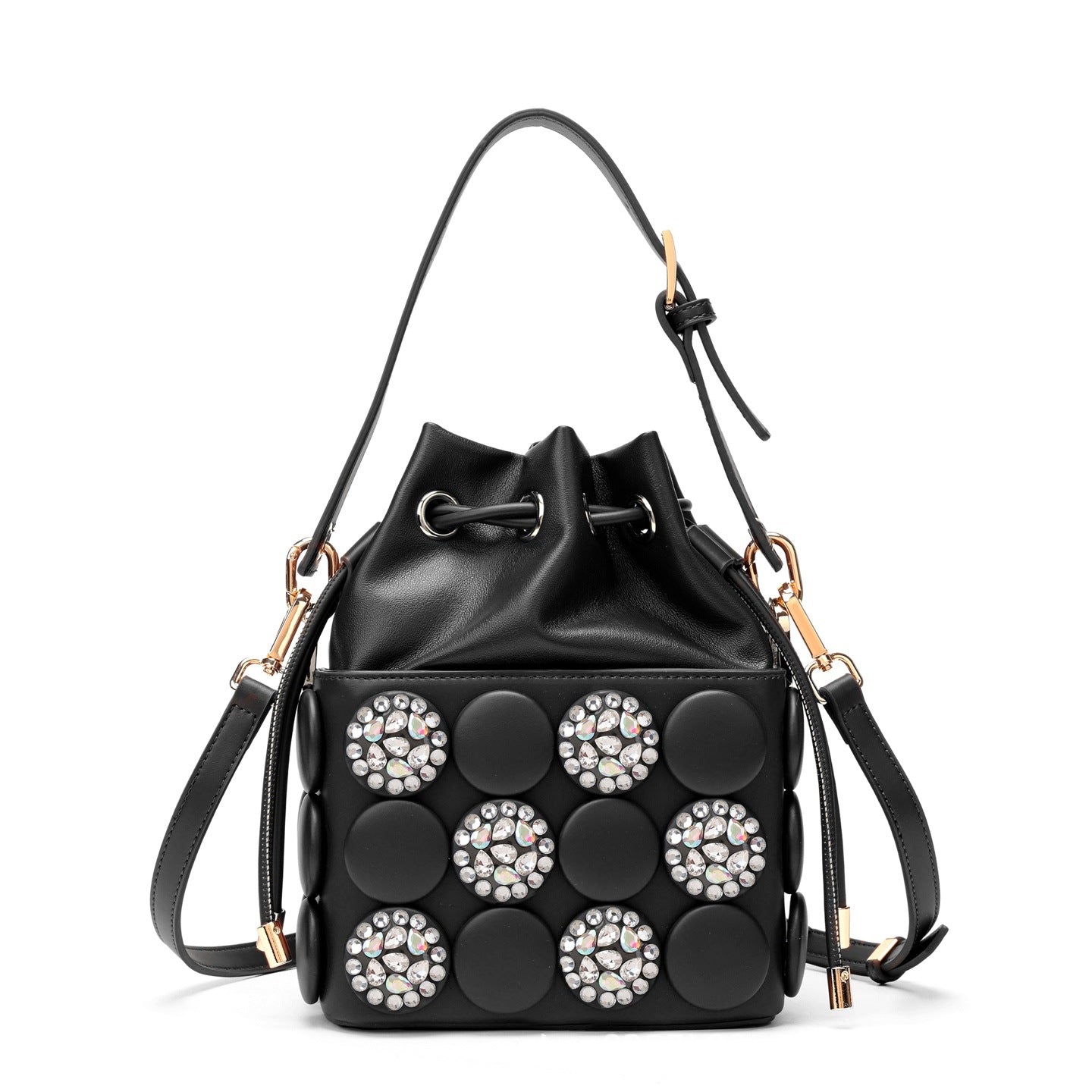Women's Round Diamond Studded Hand Button Personalized Women's Shoulder Bag