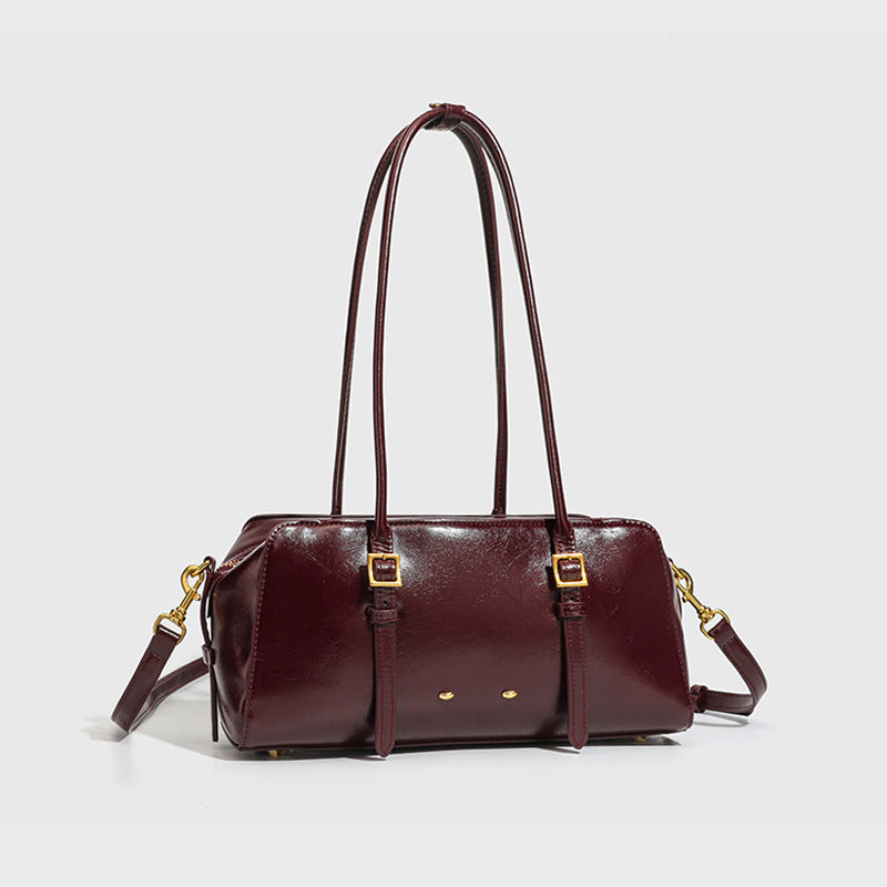 Boston Long Oil Wax Baguette Female Underarm Bag