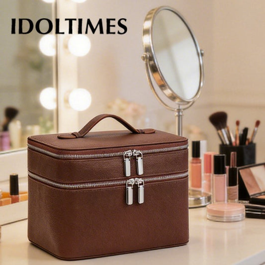 Large Capacity Leather Convenient Wash Waterproof Makeup Bag