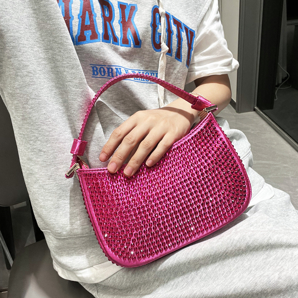 Women's Shiny Diamond Underarm Lady's Chain Dinner Bags