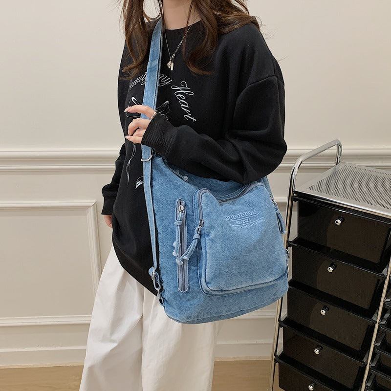 Denim Large Capacity Class Commuter Korean Women's Shoulder Bag