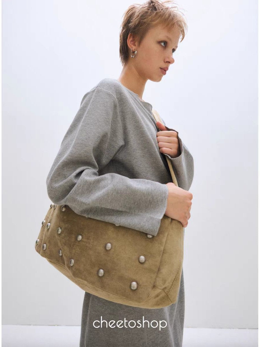 Innovative Decorative Rivets Wide Strap Large Leisure Backpack
