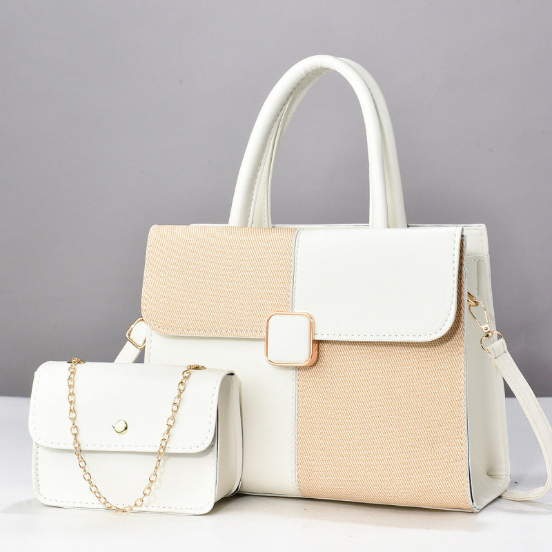 Fixed Large Capacity Contrast Color Embossed Fashion Handbags