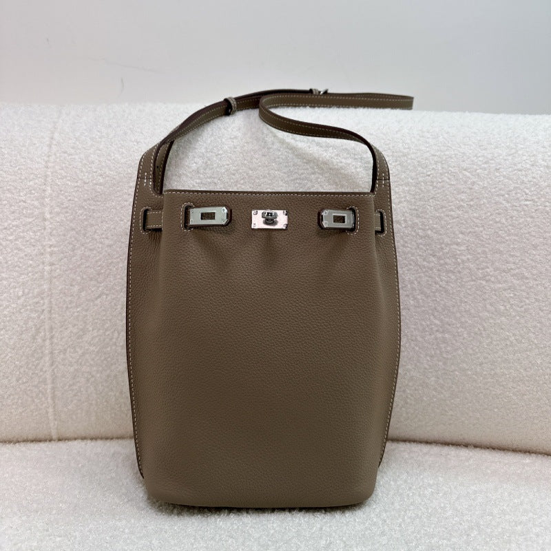 Women's High-grade First Layer Cowhide Kelly Large Bucket Bags