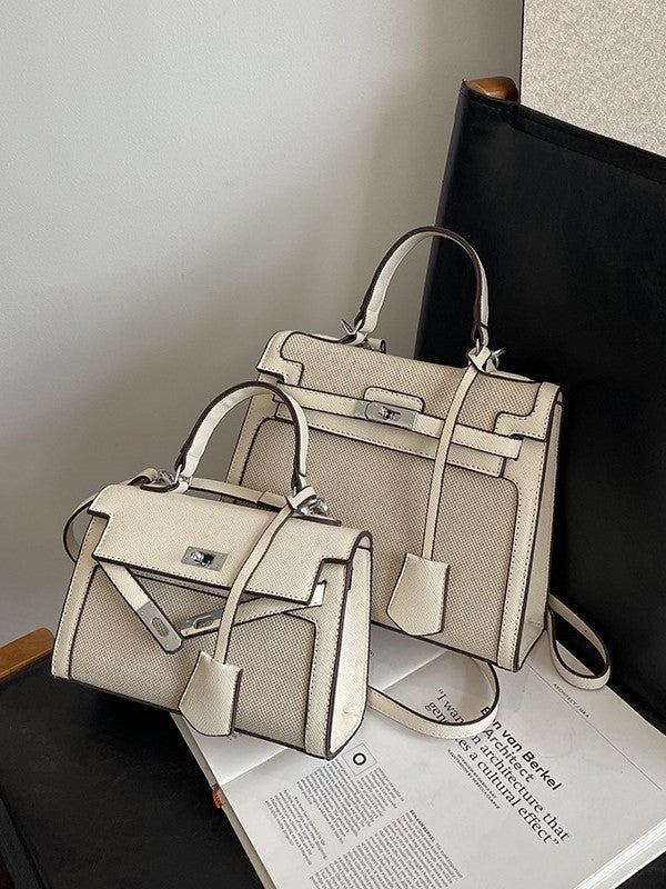 Women's High-grade Retro Portable Kelly Linen Stitching Bags