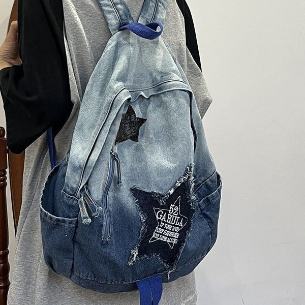 Jean Retro Niche High-grade Large Capacity Women's Backpack