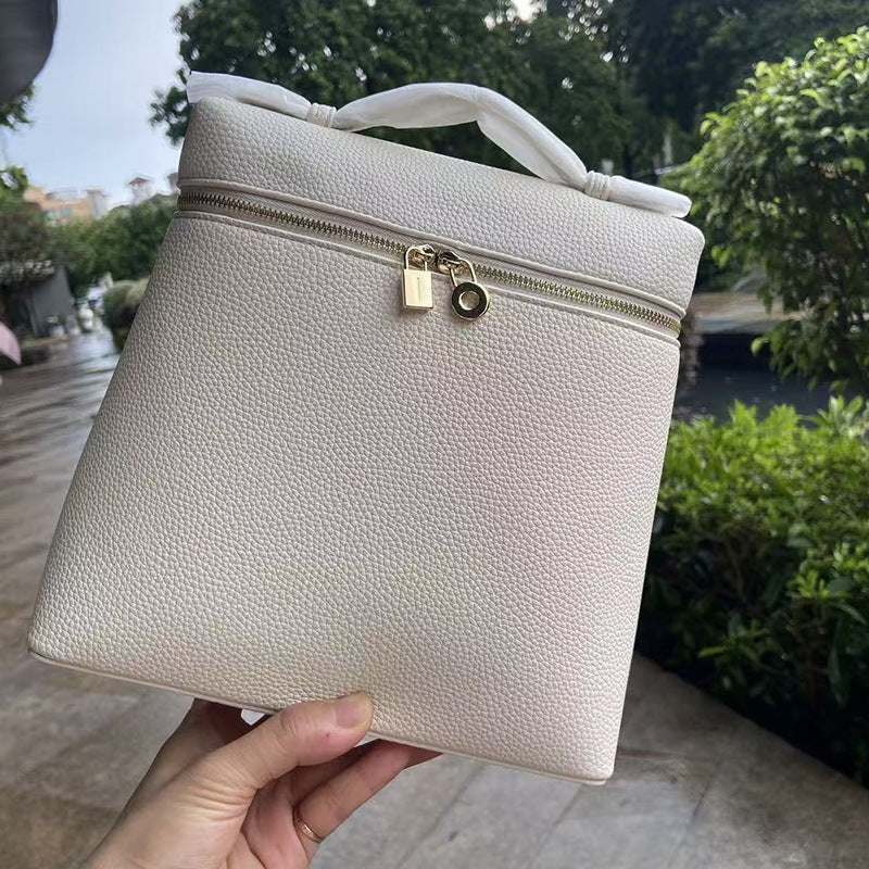 Women's Ostrich Grain Genuine Leather Lightweight Computer Women's Backpack