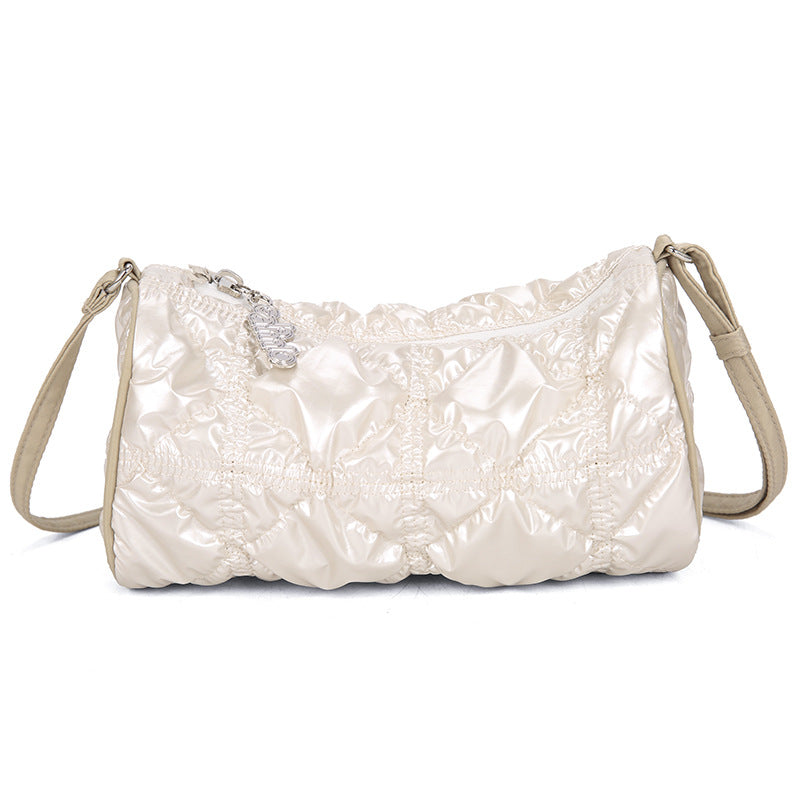 Women's Pillow Round Rhombus Pleated Bale Of Women's Shoulder Bag