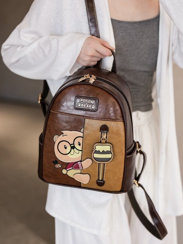 Women's Cartoon Bear Versatile Minority Fashion Shell Women's Backpack
