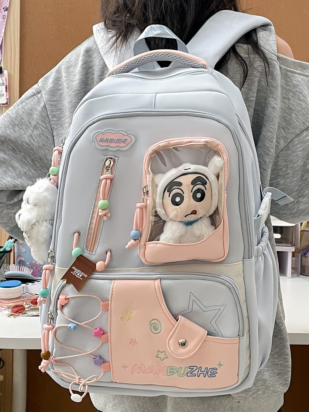 Good-looking Fresh Sweet Dopamine Transparent Bar Cartoon Junior Leisure Backpack