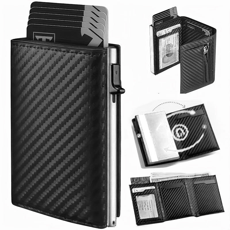 Pop-up Carbon Fiber Orange Aluminum Alloy Card Pack Card Sleeve
