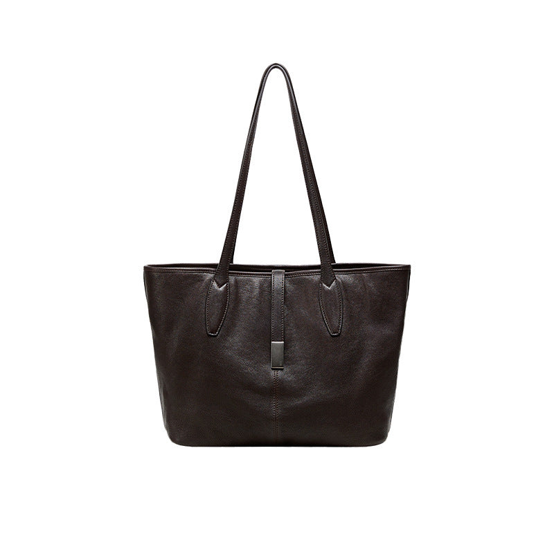 Women's Vegetable Tanned Sheepskin Long Large Capacity Commuter Tote Bag