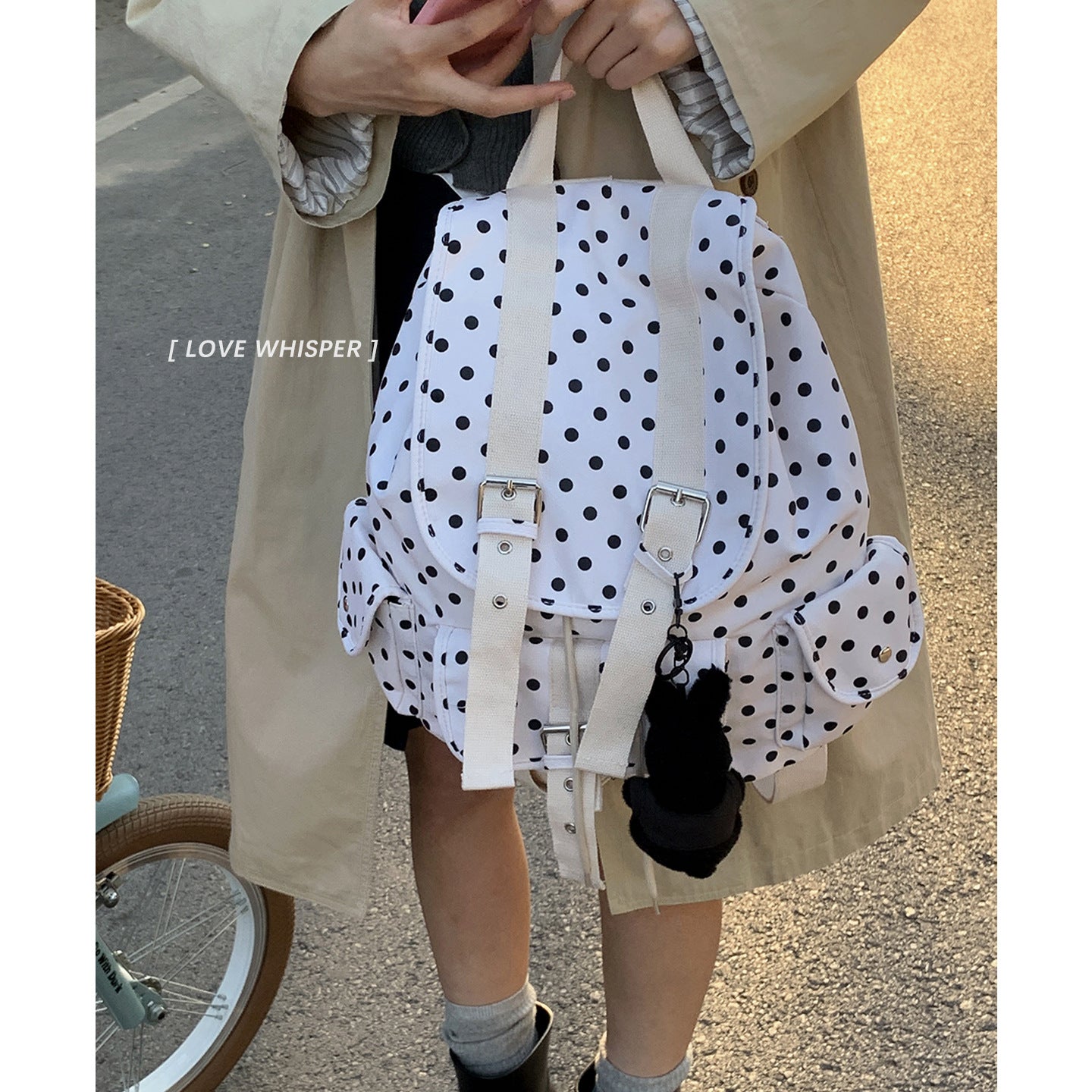 Women's Style Preppy Leisure Canvas Polka Dot Backpacks